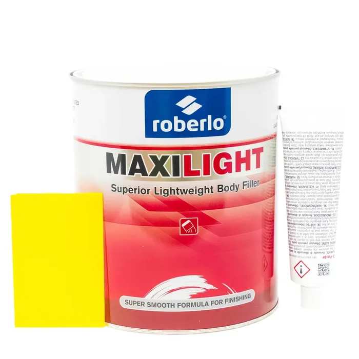 Roberlo Maxilight Superior Lightweight Auto Body Filler – Easy Application, Super Smooth Self-Leveling Formula, Creamy Texture, Ideal For Large Area Repairs, Dents, Dings, Holes, Scratches & Rust