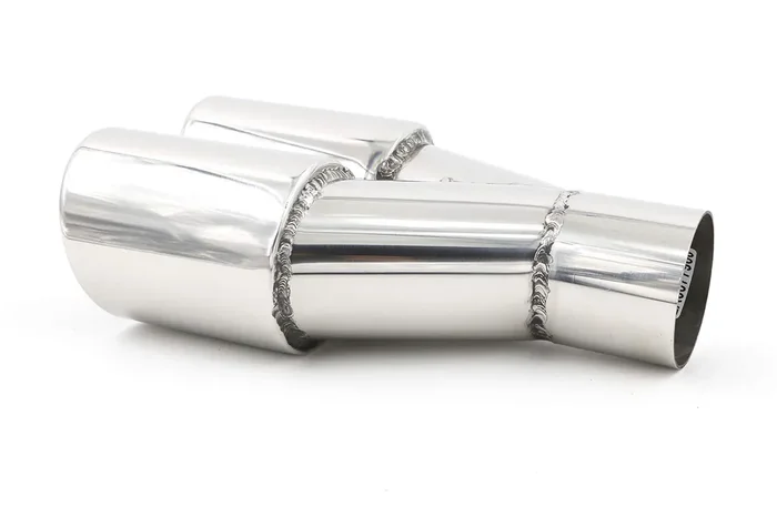 Rp Remarkable Power, Fit For 2.25 Inch Inlet 2X3‘ Outlet 9.5‘ Overall Length Stainless Steel Weld-On Dual Round Angle Exhaust Tip Tailpipe Duo Layer 2.25‘X(3‘X2) X9.5‘ Ext47