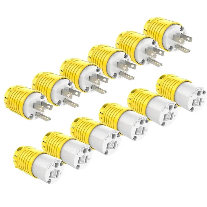Rvguard Extension Cord Ends Male And Female Plug, 15 Amp 125 Volt Heavy Duty Replacement Plug & Connector Set, Straight Blade Pl