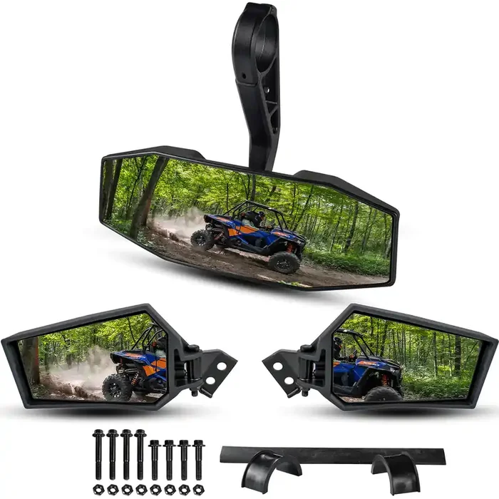 Sautvs Center Convex Rearview Mirror And Adjustable Folding Side Rear View Mirrors Kit For Polaris Rzr Xp Xp4 1000 Turbo S 4 1000 900 2014-2023 Accessories (Replace 2881198, 2881540)
