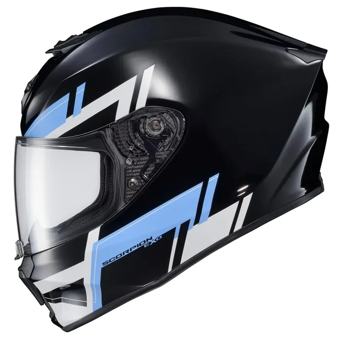 Scorpionexo R420 Full Face Adult Street Motorcycle Helmet With Bluetooth Ready Speaker Pockets Dot Snell Approved Pace (Blue – 2
