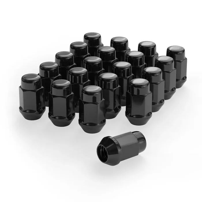 Set Of 20Pcs 1.4 Inch Black 1/2-20 Closed End Bulge Acorn Lug Nuts Cone Seat 3/4‘‘ 19Mm Hex Wheel Lug Nut For Bronco Mustang Ran