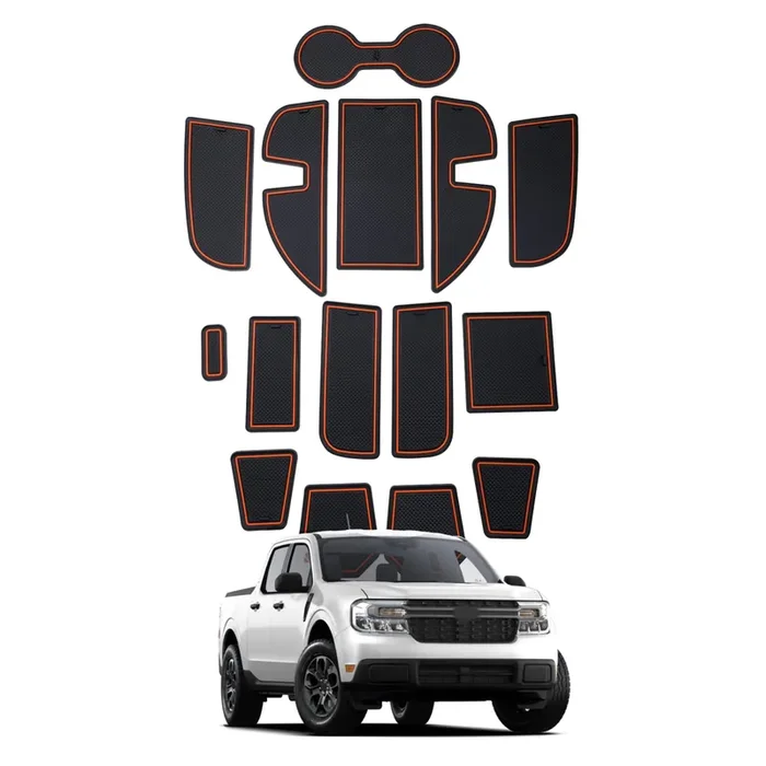 Shaohao For 2023 2024 Ford Maverick Door Slot Mats 2022 2023 2024 Maverick Accessories Cup Holder Console Pocket Liner Pads 2022 2023 2024 Maverick Xl/Xlt/Lariat Pickup Truck Door Mat Cup Liner Mat