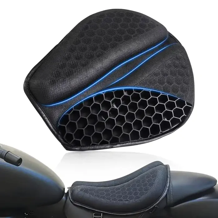 Skyjdm Foldable Motorcycle Gel Seat Cushion, Large 3D-Honeycomb Structure Shock Absorption & Breathable Motorcycle Gel Seat Pad For Long Rides (L)