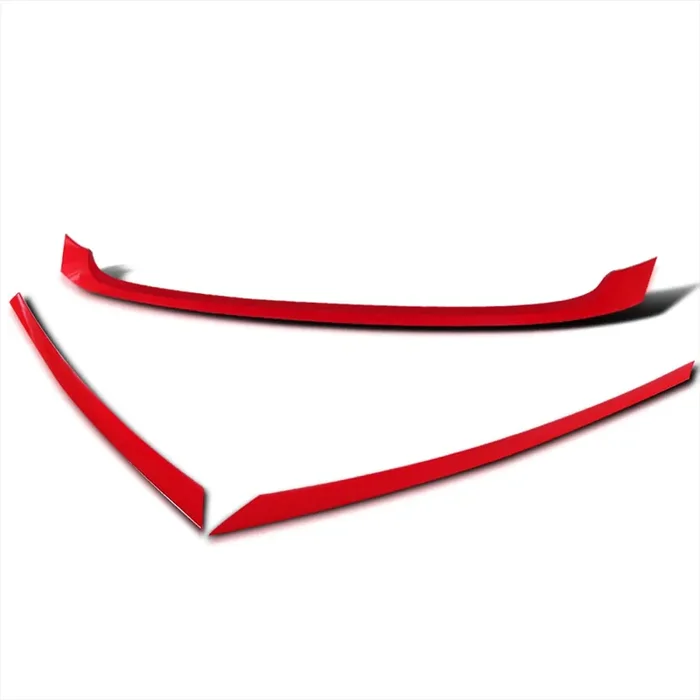 Spec-D Tuning Jdm Red Front Grille Trim Cover Garnish 3Pc Compatible With 2016-2018 Honda Civic Fk8