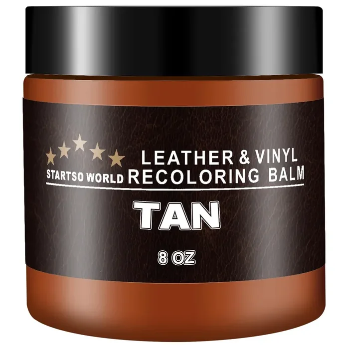 STARTSO WORLD Tan Leather Recoloring Balm – Furniture Repair Kit, Leather Dye & Color Restorer for Couches, Scratched Leather Repair