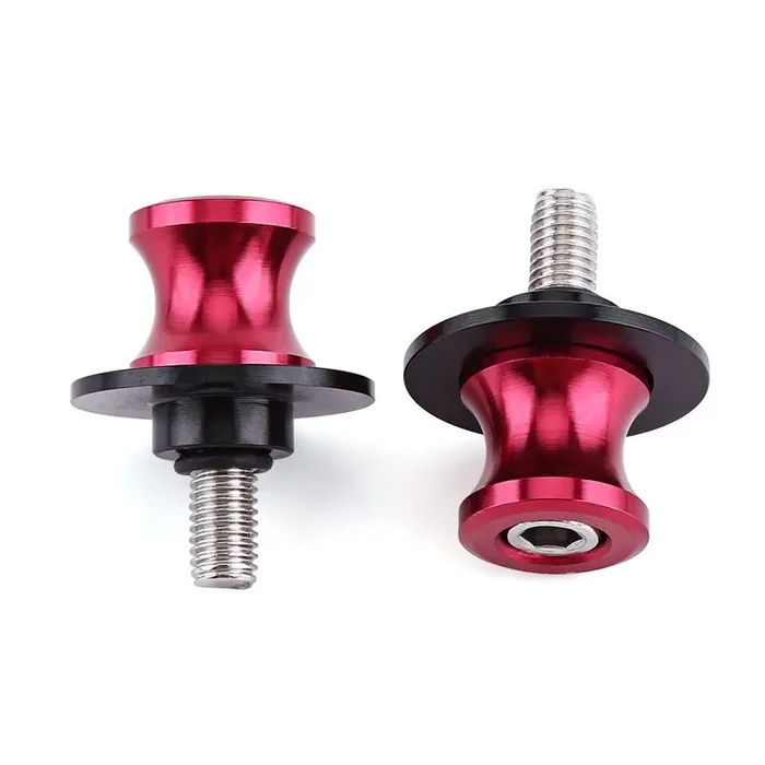 Suuonee Swing Arm Spool, 2Pcs 6/8/10Mm Motorcycle Cnc Rear Stand Swing Arm Spool Sliders Stand Swingarm Bobbins(8Mm Red)