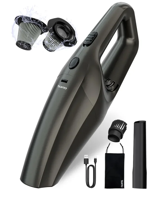 Tanyo Car Vacuum Cordless, Portable Handheld Car Vacuum Cleaner With Best Suction And 12000Pa Brushless Motor, Rechargeable Mini