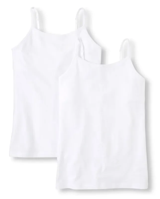 The Childrens Place Girls Basic Cami, White 2 Pack, Large
