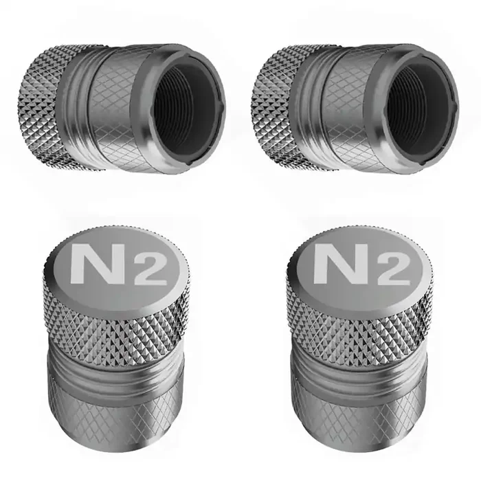 Tire Valve Stem Caps – 4 Pack Anti-Corrosion Premium Anodized Alloy Tyre Air Valve Caps N2 Nitrogen For Car Suv Bike Grey