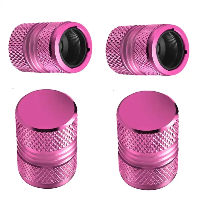 Tire Valve Stem Caps – 4 Pack Anti-Corrosion Premium Anodized Alloy Tyre Air Valve Caps Universal For Car Suv Bike Pink