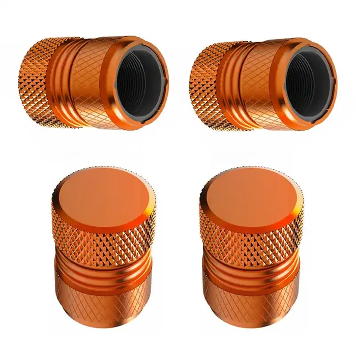 Tire Valve Stem Caps – 4 Pack Anti-Corrosion Premium Anodized Alloy Tyre Air Valve Caps Universal For Car Suv Bike Orange