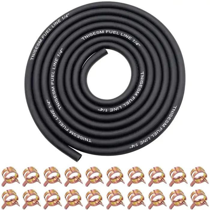 Tnisesm 1/4 Inch Id Fuel Line Hose 10 Feet + 20Pcs 2/5‘‘ Id Hose Clamps For Kawasaki Kohler Briggs & Stratton Small Gas Diesel P