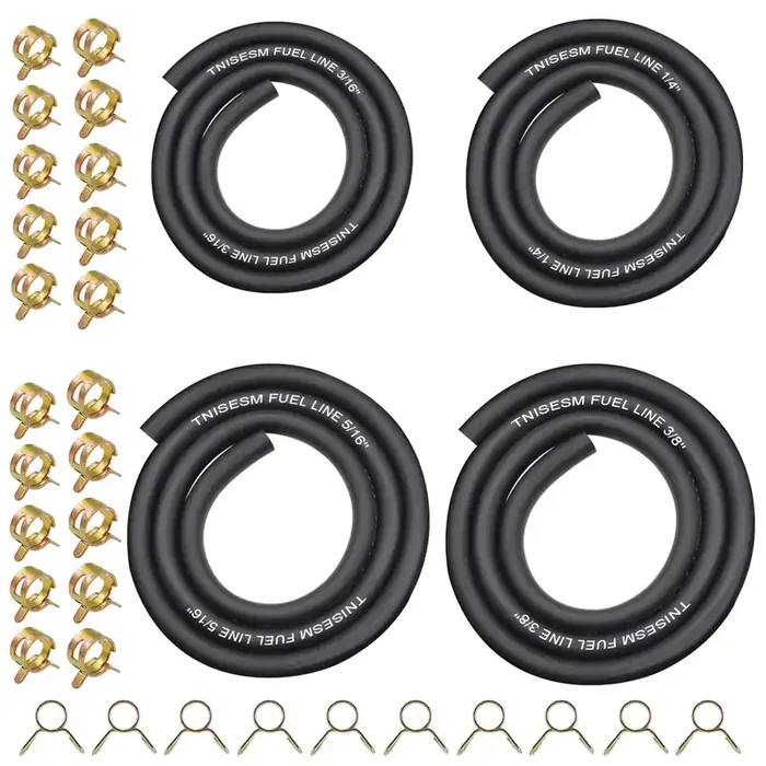 Tnisesm 4 Size Fuel Hose Line – 3/8‘‘ 5/16‘‘ 1/4‘‘ 3/16‘‘ Id Fuel Line Gas Tube Hose 3-Feet With 40Pcs Clamps For Small Engines