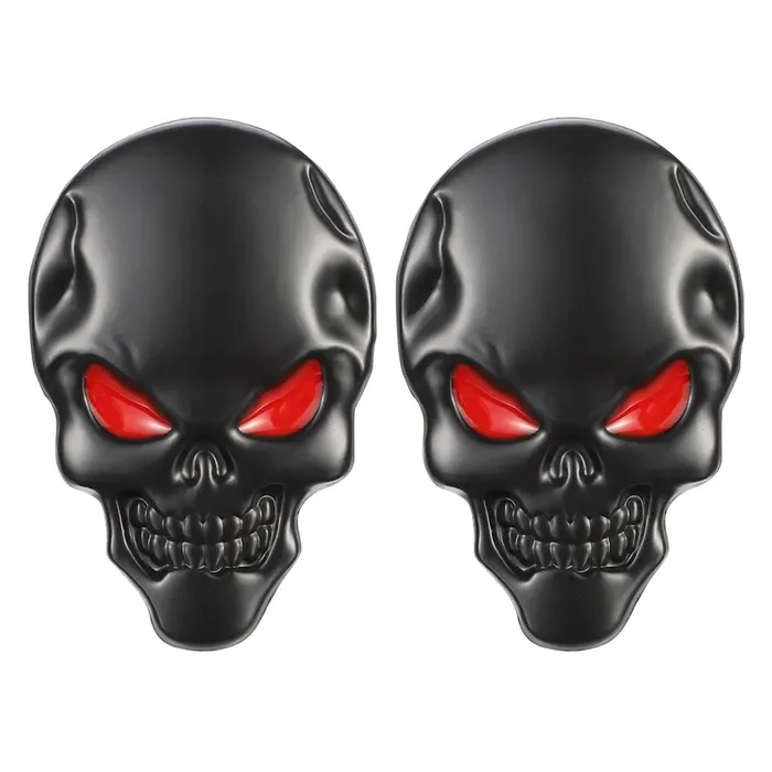 Tomall 2Pcs Skeleton Skull Logo Devil Death Emblem Badge 3D Metal Decals Stickers Decoration For Cars Trucks Motorcycle Mobile P