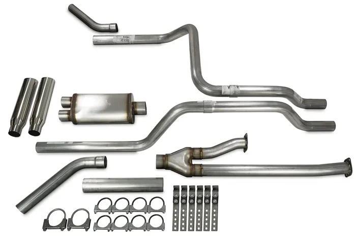 Truck Exhaust Kits 2.5‘ Dual Exhaust Kit With Stainless Muffler Corner Exit Rolled Tips Fits Tundra 09-21