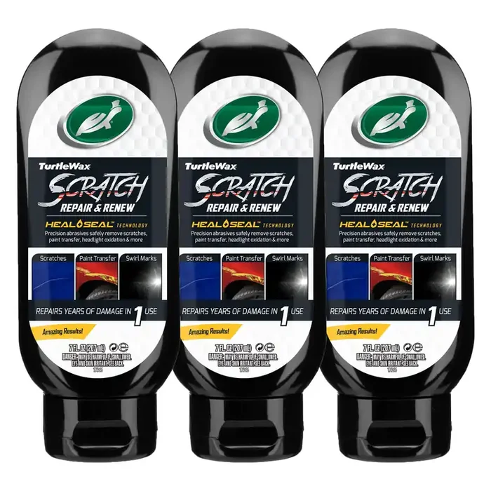 Turtle Wax Scratch Repair and Renew, Removes Scratches & Swirls, 7 oz (Pack of 3) – Safe for All Paint Colors, Ideal for Cars & Motorcycles