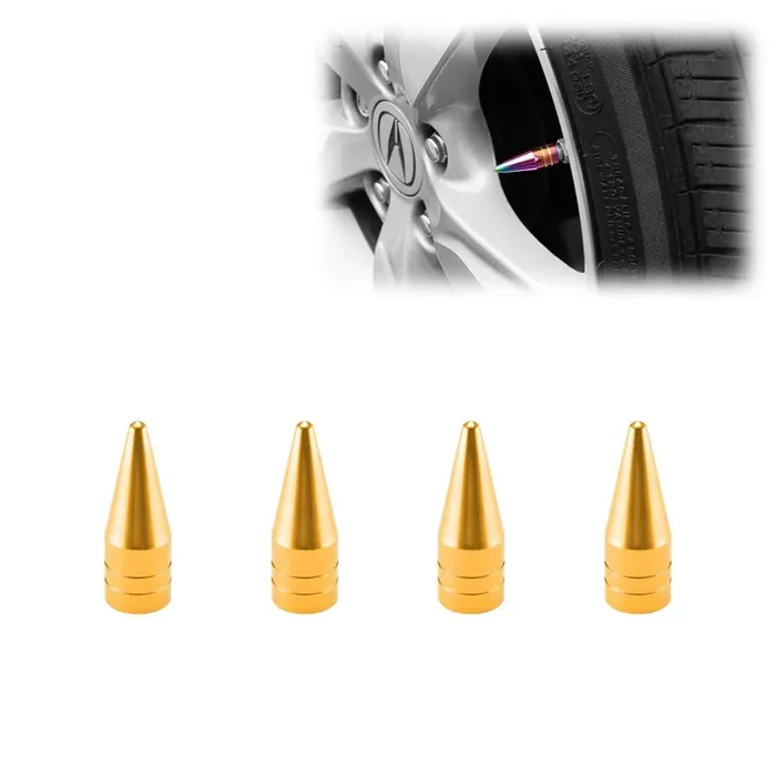 Tvc29 Gold 4Pcs Long Spike Spiked Tire Valve Stem Caps Metal Thread Wheel Tires