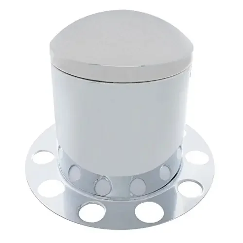 United Pacific 10212 – Axle Hub Cover – Chrome Dome Rear Axle Cover 3Pc Kit With 1.5‘ Nut Cover – Steel Wheel