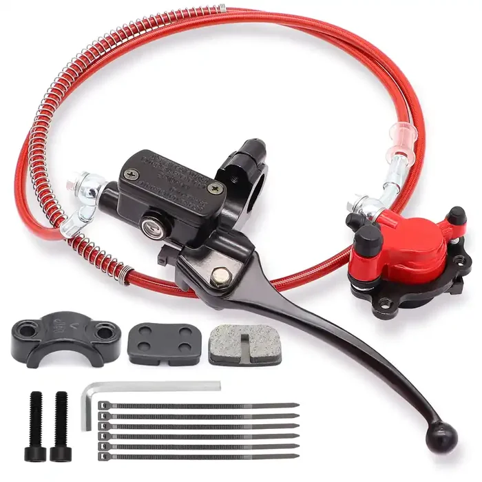 Upgraded Mini Bike Brake Kit Hydraulic Brake Assembly The Left Of The 7/8‘ Handlebars 50 Inch Hose Tube Master Cylinder Caliper For Predator 79Cc 97Cc 2.8Hp Baja Doodle Bug Db30 Blitz Dirt Bug Racer