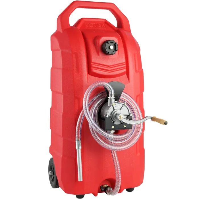 Vevor 16 Gallon Fuel Caddy, Portable Gas Storage Tank Container With Hand Pump Rubber Wheels, 7.8 L/Min, Fuel Transfer Storage T