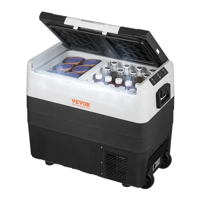 Vevor Car Refrigerator, 12 Volt Car Refrigerator Fridge, 58 Qt/55 L Dual Zone Portable Freezer, -4?-50? Adjustable Range, 12/24V Dc And 100-240V Ac Compressor Cooler For Outdoor, Camping, Travel, Rv