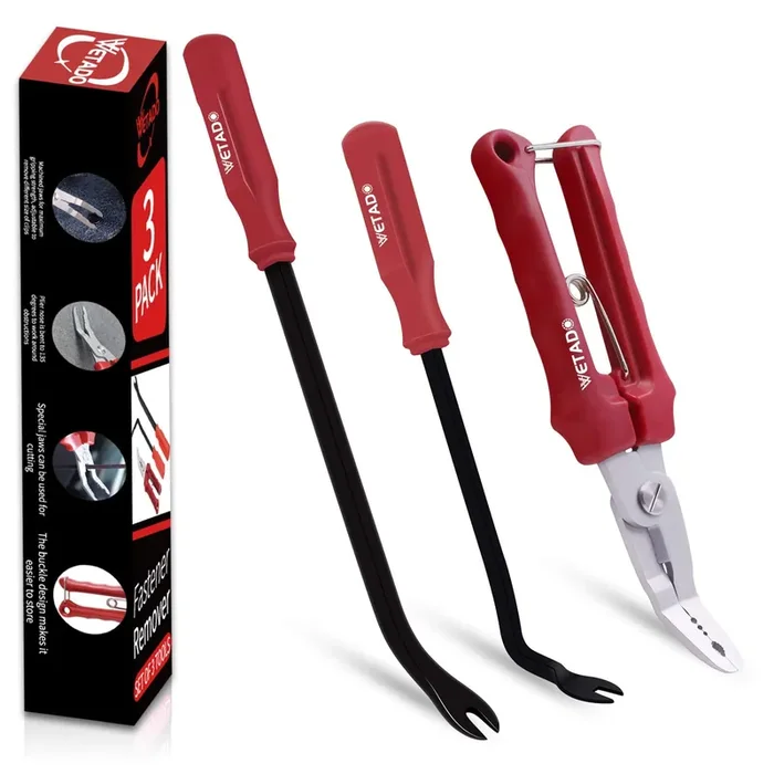 Wetado Clip Remover Tool, 3 Pcs Clip Pliers Set & Fastener Removal Tool, Auto Trim Removal Tool Kit Auto Upholstery Combo Repair