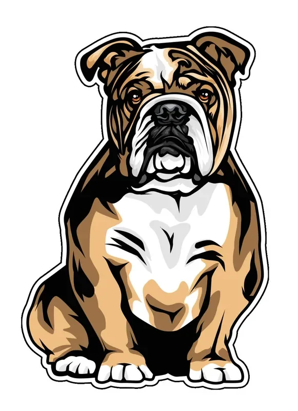 Wickedgoodz Diecut English Bulldog Decal – Dog Bumper Sticker – For Laptops Tumblers Windows Cars Trucks Walls – Full Color