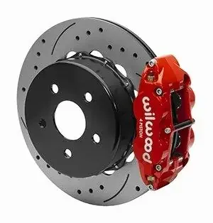 Wilwood 140-15930-DR Jeep Wrangler 2018-2020 Forged Narrow Superlite 4R Big Brake Rear Brake Kit For OE Parking Brake (RED, DRILLED)
