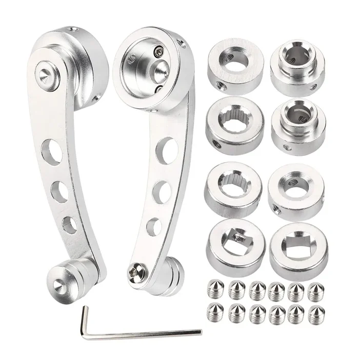 Window Crank Handle, 2Pcs Easy To Use Car Socket Crank Handle, Ergonomic Winder Crank, Alloy Window Handle Riser Fit For Classic Car(Silver)