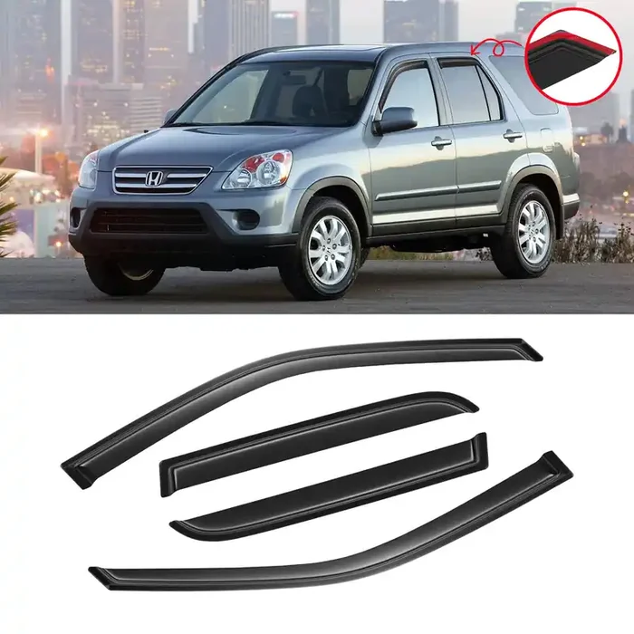 Window Visor For 2002-2006 Honda Cr-V Crv, Out-Channel Rain Guards Shields Vent Shade Deflector Wind Dark Smoke Ventshade Ventvi