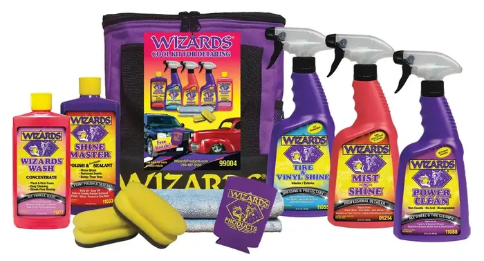 Wizards Car Detailing Kit – Premium And Comprehensive Car Cleaning Kit – 7 Piece Car Detail Kit With Mist N Shine, Tire And Viny