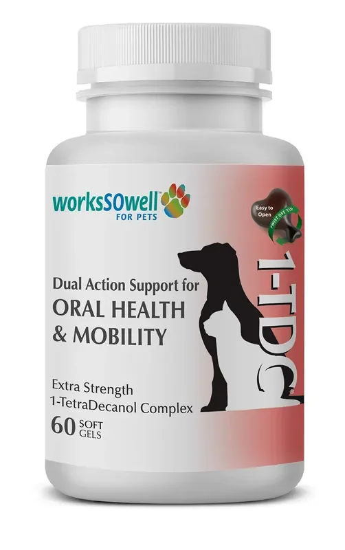 Workssowell 1Tdc Dual Action Natural Support – 60 Twist Off Soft Gels Delivers 4 Health Benefits For Dogs Cats Supports Oral,