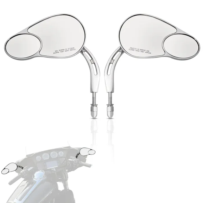 Wowtk Rearview Mirrors,Split Vision Mirrors For Harley 1982-2024 Most Models Road King Street Glide Road Glide Softail Iron 1200 Iron 883 Deluxe Fat Boy Sport Glide Xg750 Xg500,Chrome