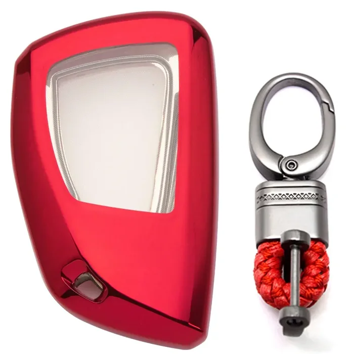 X Xotic Tech Red Soft Tpu Key Fob Shell Full Cover Case W/Red Keychain, Compatible With Chevrolet Suburban Tahoe Or Buick Or Gmc Yukon Denali 2021-2025 Smart Keyless Entry Key Gm-13541565/13537962