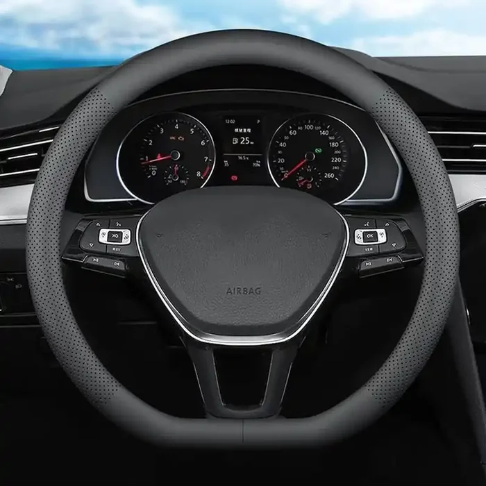 Xhring D-Shaped Car Steering Wheel Cover For Volkswagen Vw Atlas Tiguan Id.4 Taos Passat Golf Jetta Beetle Polo Gti Cc Touareg S