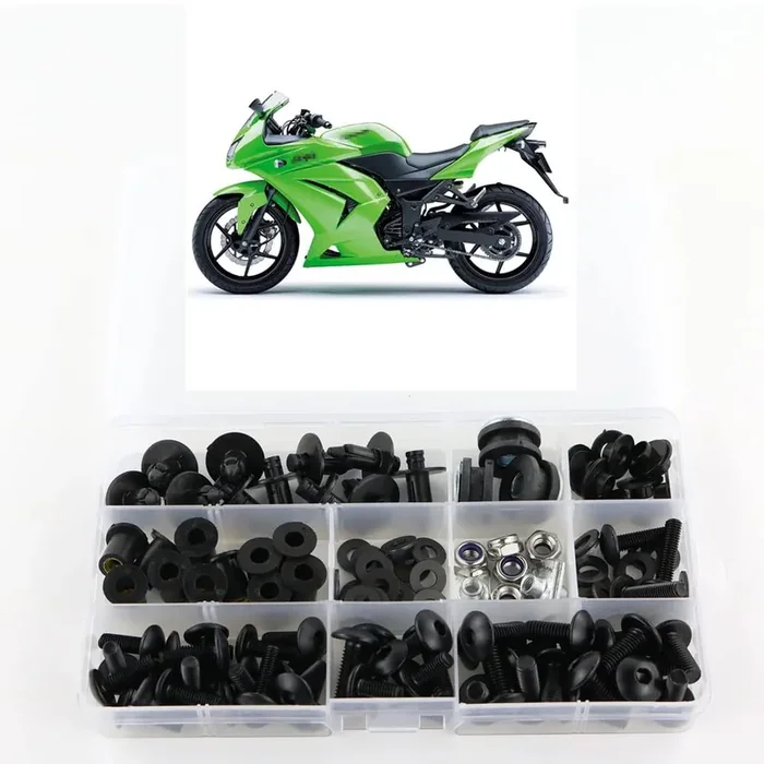 Xitomer Full Sets Fairing Bolts Kits, Fit For Ninja250R Ex250R 2008 2009 2010 2011 2012, Mounting Kits Washers/Nuts/Fastenings/Clips/Grommets (Matte Black)