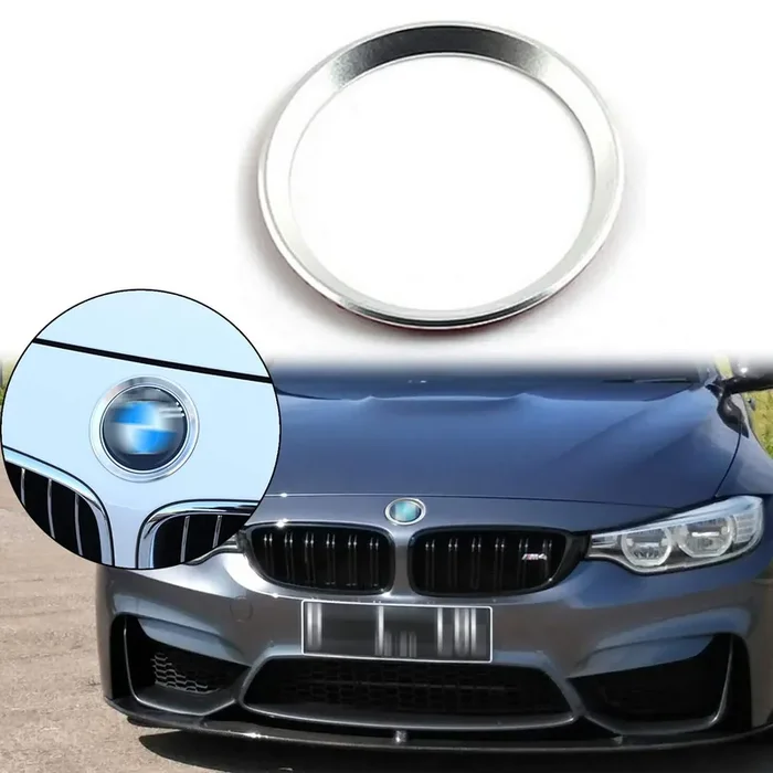 Xotic Tech 1Pc Front Hood Rear Trunk Emblem Logo Surrounding Ring Decoration Cover Trim Compatible With Bmw 1 3 5 6 7 Z X Series M3 M4 E36 E46 E90 (Silver) – 82Mm/ 3.2‘