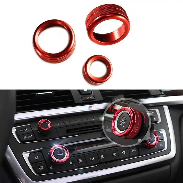 Xotic Tech Center Console Ac Climate Control Radio Volume Knob Ring Covers Compatible With Bmw 1 2 3 3Gt 4 Series F20 F22 F30 F31 F32 F33 F80 F82 F87 (Red Anodized Aluminum) – 3Pcs