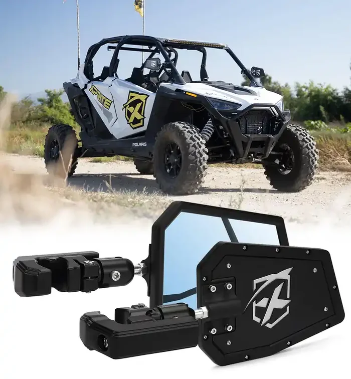 Xprite Utv Side Mirrors Fits 1.75‘‘-2 Inch Roll Bar Cage, Heavy-Duty Aluminum Rear View Mirror Adjustable Bracket For Off-Road,