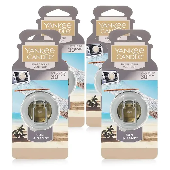 Yankee Candle Car Freshener Smart-Scent Vent Clips, 4-Pack (Sun & Sand)
