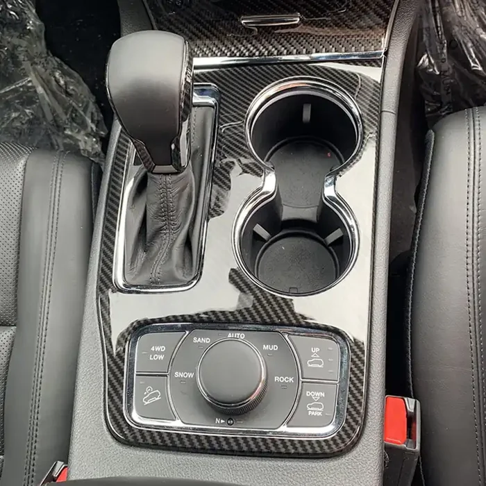 Yoctm For Jeep Grand Cherokee 2016 2017 2018 2019 2020 2021 Interior Accessories Gear Shift Cup Holder Cover Real Carbon Fiber Cup Holder Center Console Trim