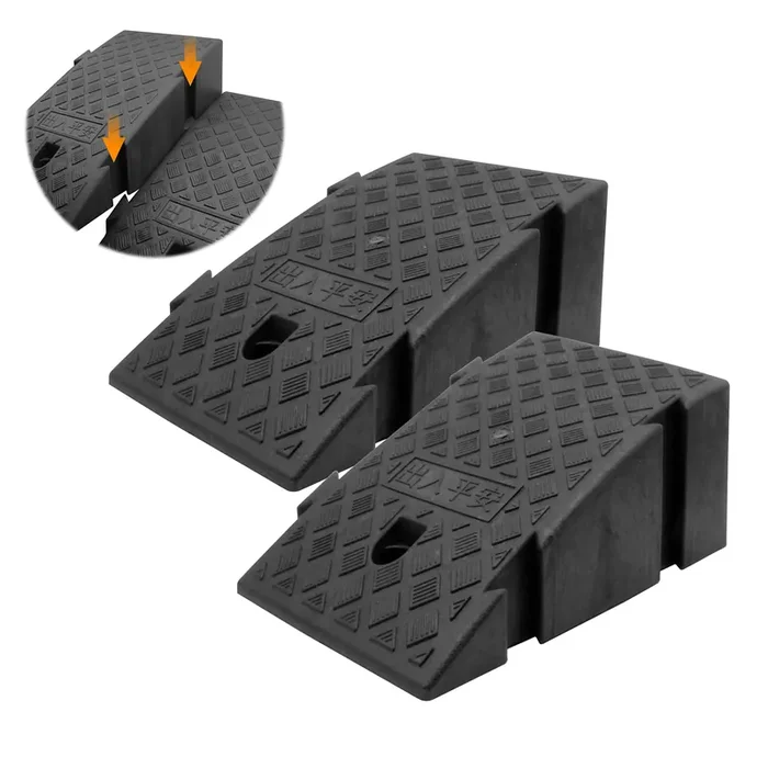 Yyds Curb Ramp, 6‘ 7‘ Rise Height 2 Pack,Heavy Duty Plastic Ramps,Interlock Curb Ramps For Driveway,Threshold Ramp For Sidewalk,Driveway,Car, Scooter, Bike, Motorcycle (6 Inch High)