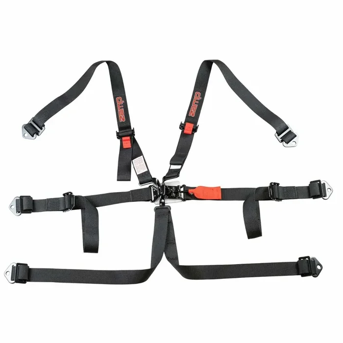 ZAMP Racing Seat Harness Black 2 Shoulder 2 6 Point SFI 16.1 HARN02S003