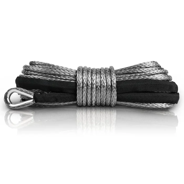 Zesuper 1/4‘‘X 50Ft 10000Lbs Synthetic Winch Rope Winch Rope Cable For Suv Atv Utv Vehicle Boat Car (Gray)