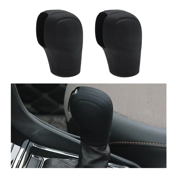 Ziciner 2Pcs Car Gear Shift Knob Cover, Elastic Silicone Car Automatic Shift Protect Accessories, Anti-Slip Auto Knob Gear Stick Protector, Car Interior Decoration (Old, Black)