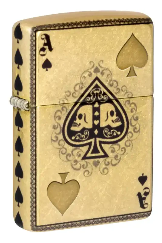 Zippo Ace Of Skulls Design 540 Tumbled Brass Pocket Lighter