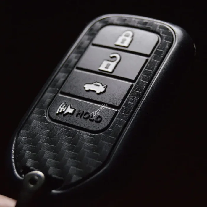 Zorratin Carbon Silicone Key Fob Cover With Keychain For Honda Accord Civic Cr-V Hr V Ridgeline Passport