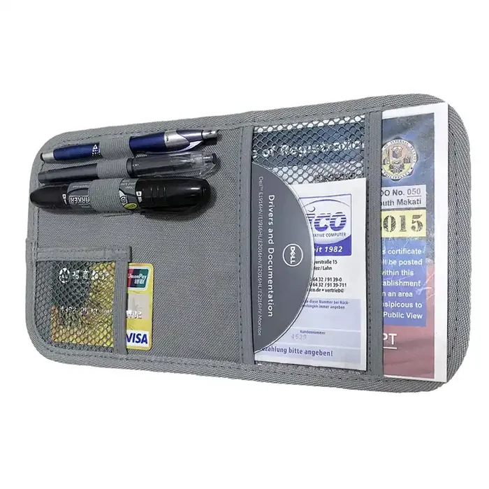 Zuggear Car Sun Visor Organizer, Auto Visor Holder Interior Accessories Pocket Organizer – Car Registration Holder Document Stor